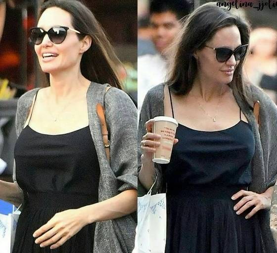 Angelina Jolie ingrassata? Abito nero e sandali flat FOTO