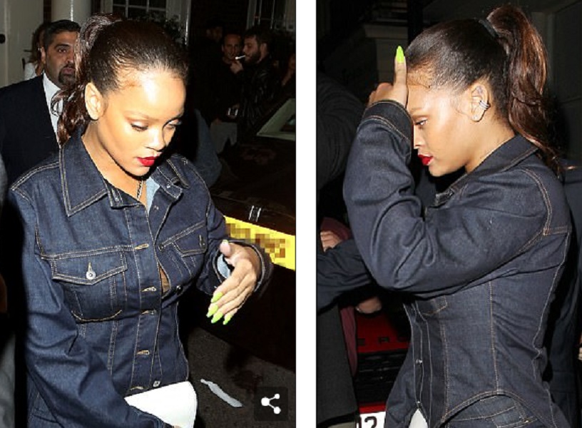 Rihanna esagerata: jeans e giubbino aderente...si vede tutto3