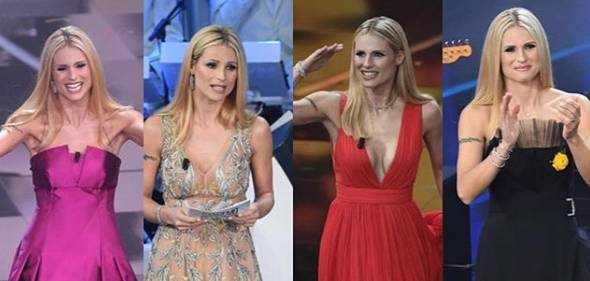 Michelle Hunziker, look seconda serata Alberta Ferretti FOTO