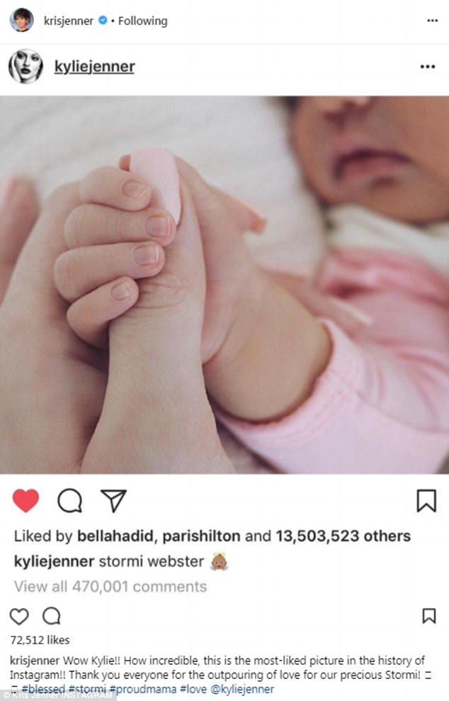 Kylie Jenner, FOTO figlia Stormi Webster batte i record su Instagram 
