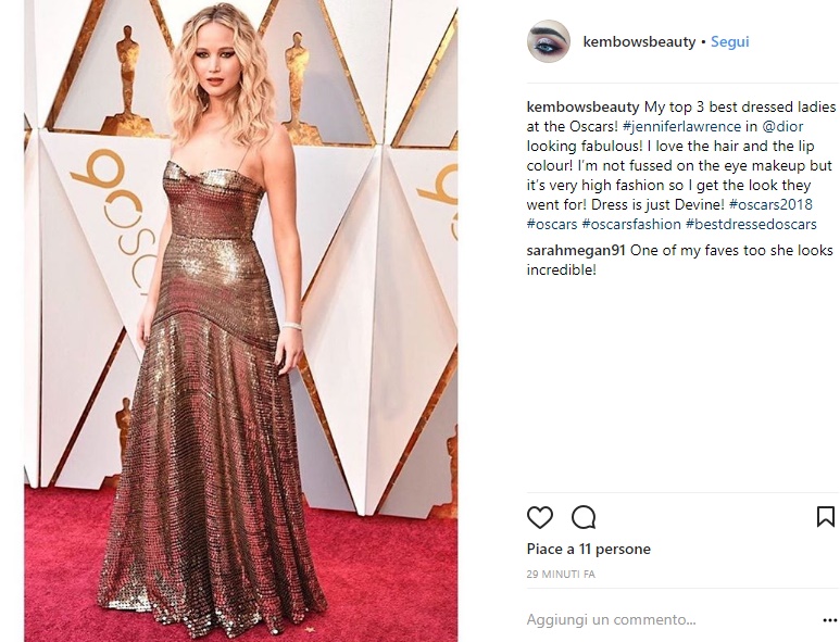 Jennifer Lawrence sensuale in abito satin Dior FOTO