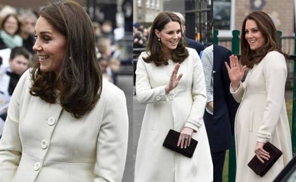 Kate Middleton deliziosa in bianco: cappottino riciclato FOTO