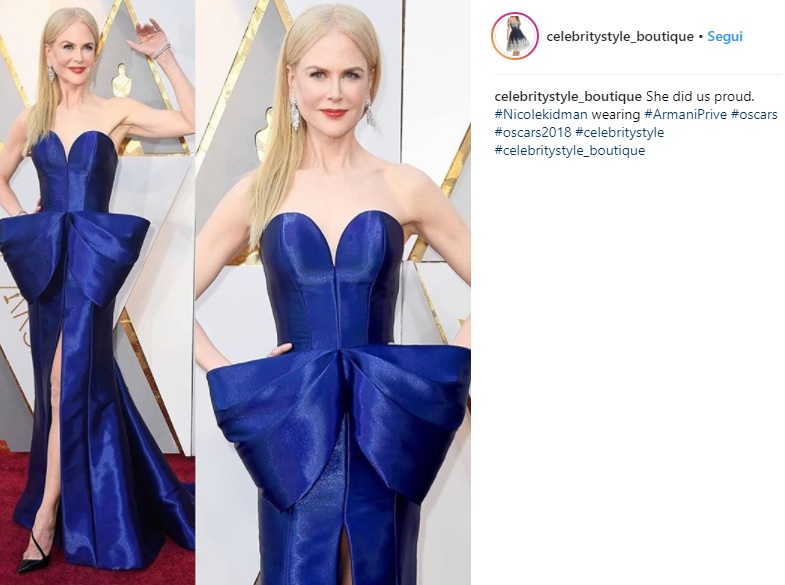 Oscar 2018, Nicole Kidman best dressed: abito blu Armani