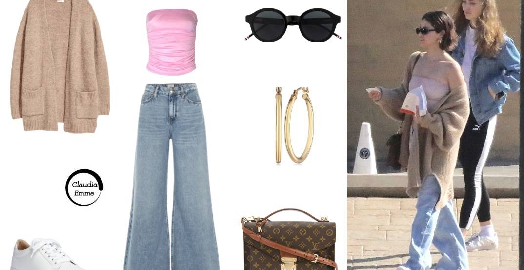 Selena Gomez copia il look: jeans, top e maxi cardigan FOTO