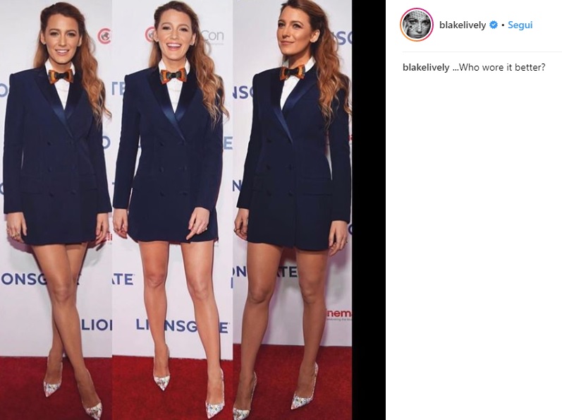 Blake Lively look: blazer dress, papillon e tacchi sul red carpet