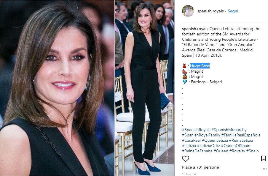 Letizia Ortiz look, tuta aderente e mules FOTO