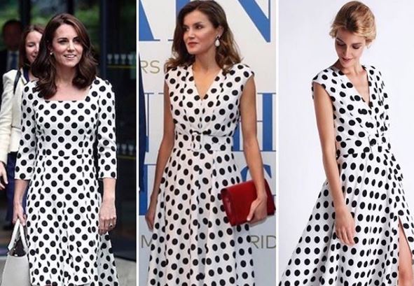 Letizia Ortiz come Kate Middleton, abito a pois per la regina