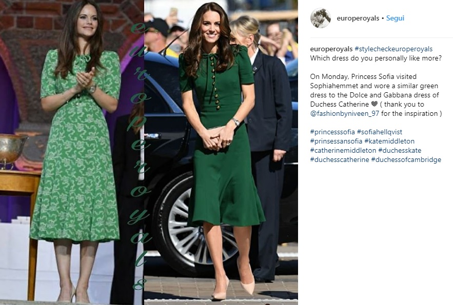 Sofia di Svezia rende omaggio a Kate Middleton. Ecco come