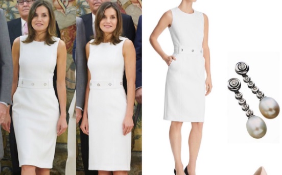 Letizia Ortiz di Spagna total white: tubino bianco e tacchi