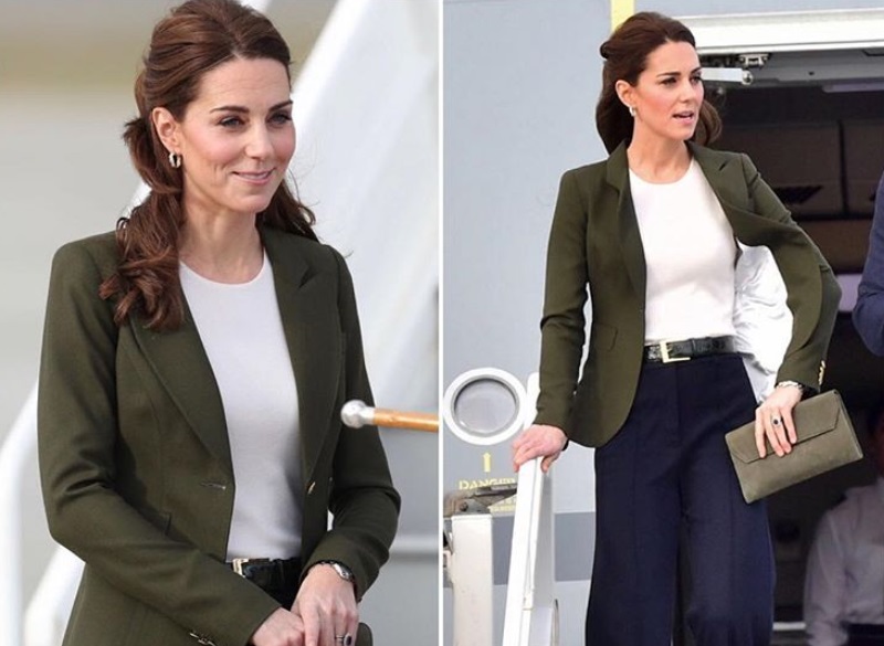 Kate Middleton, look inedito: pantaloni a palazzo e giacca con dedica