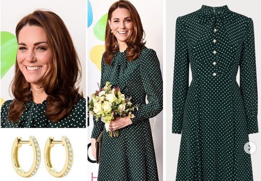 Kate Middleton ci regala un vibes natalizio con un abito verde LK Bennett