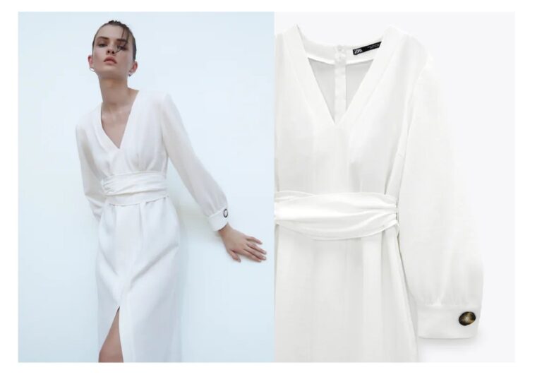 Abito Lungo Cinda Bianco Con Stampo Floreale Colorato E Cintura In Vita - 5