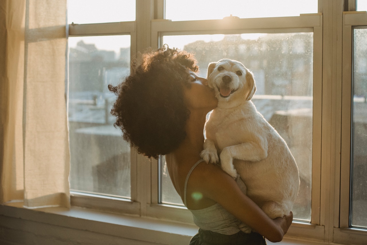 ragazza bacia il suo cane