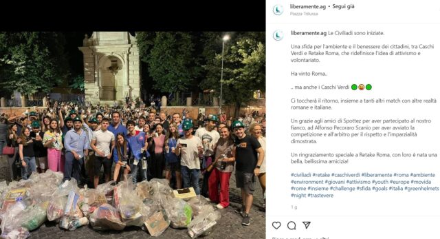 Civiliadi a Trastevere: Retake Roma e Liberamente raccolgono più di 34 sacchi di rifiuti in 45 minuti